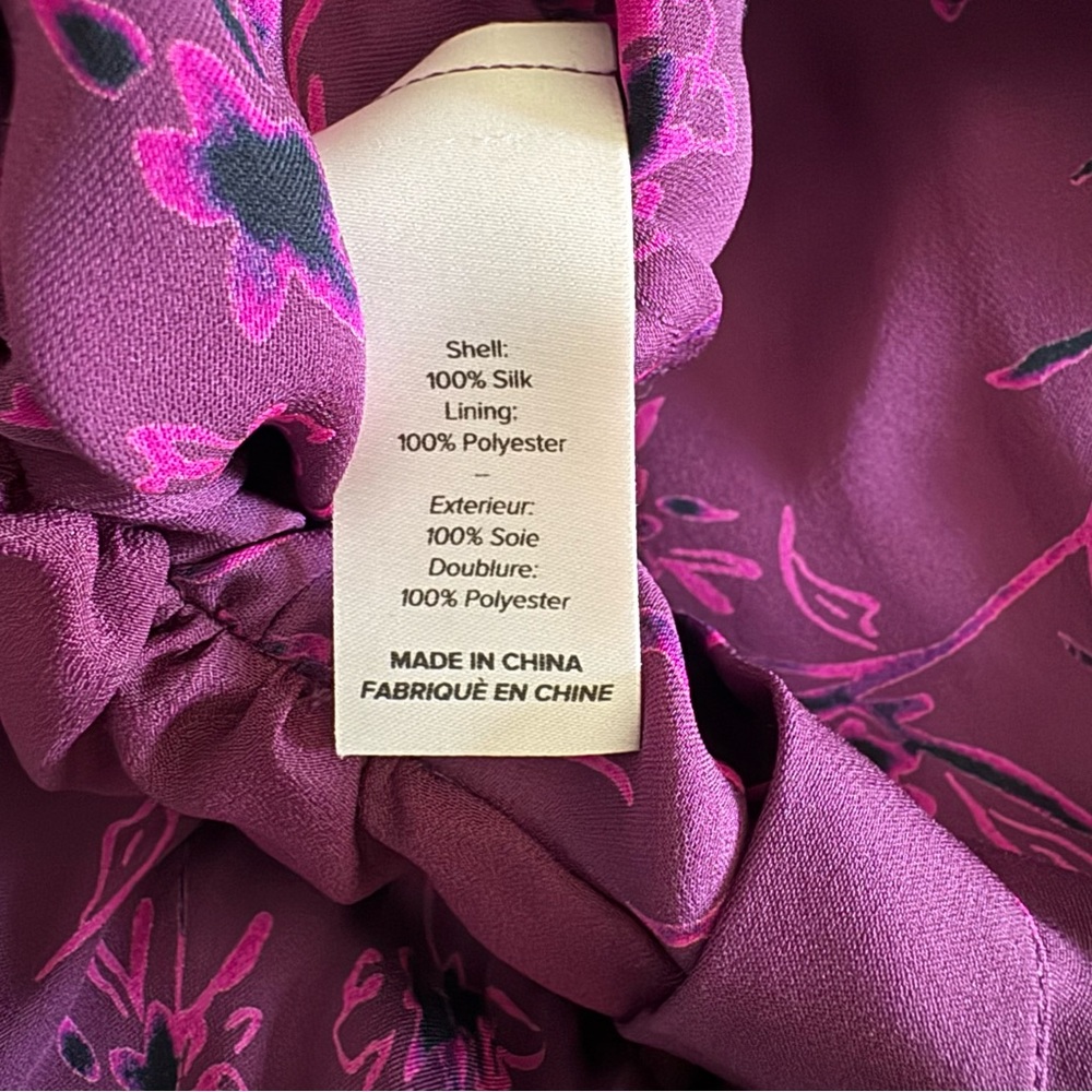 Cinq a Sept Mabel Floral Print Silk Top In Raspberry Multi - Picture 8 of 9